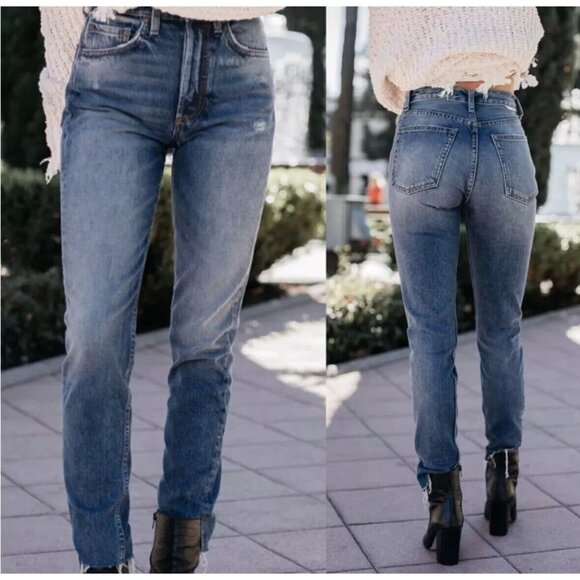 Boyish by HER Denim Billy Jeans in Rear Window Wash Straight Leg Size 26 Raw Hem - Picture 1 of 16